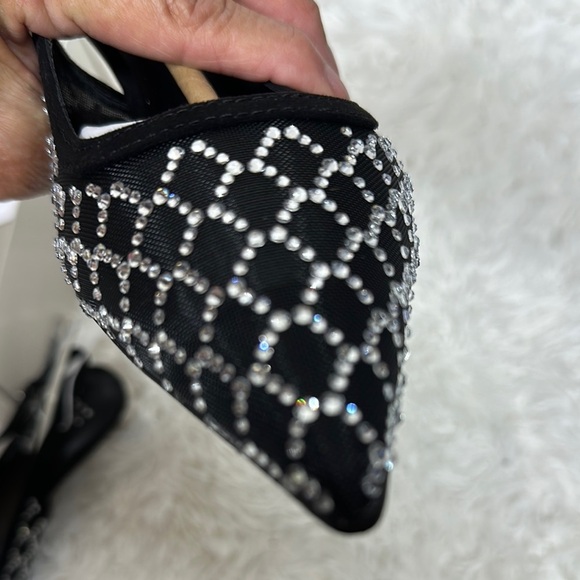 a new day Black and Silver Mesh Kitten Heel Pumps with Sequins Embellished - Picture 7 of 11